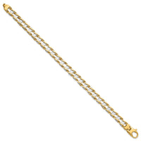 14k Two-tone 7.5mm Hand-polished Fancy Link Bracelet-GB168-8.5