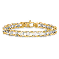 14k Two-tone 7.5mm Hand-polished Fancy Link Bracelet-GB168-8.5