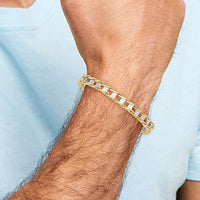 14k Two-tone 7.5mm Hand-polished Fancy Link Bracelet-GB168-8.5