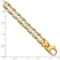 14k Two-tone 7.5mm Hand-polished Fancy Link Bracelet-GB168-8.5