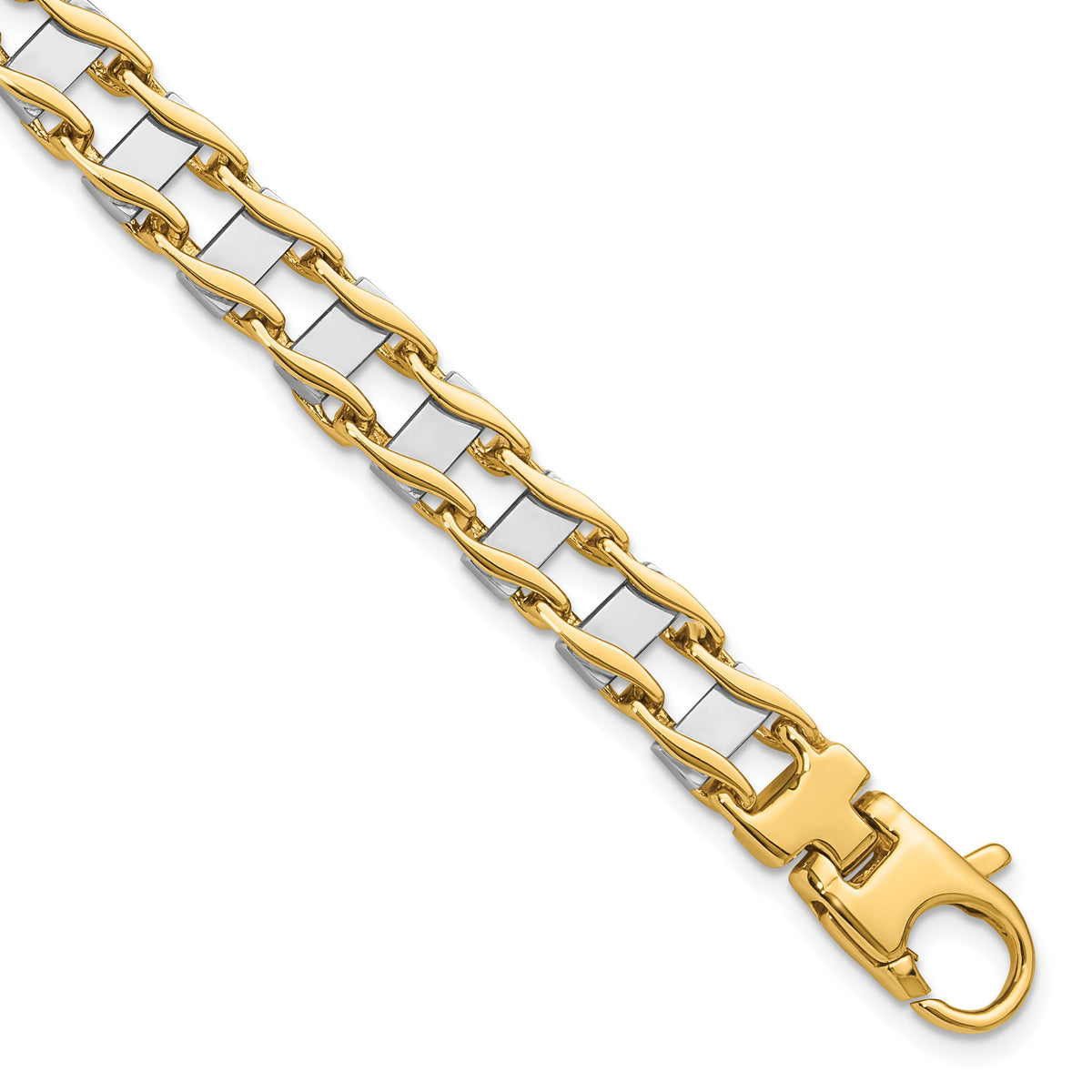 14k Two-tone 7.5mm Hand-polished Fancy Link Bracelet-GB168-8.5