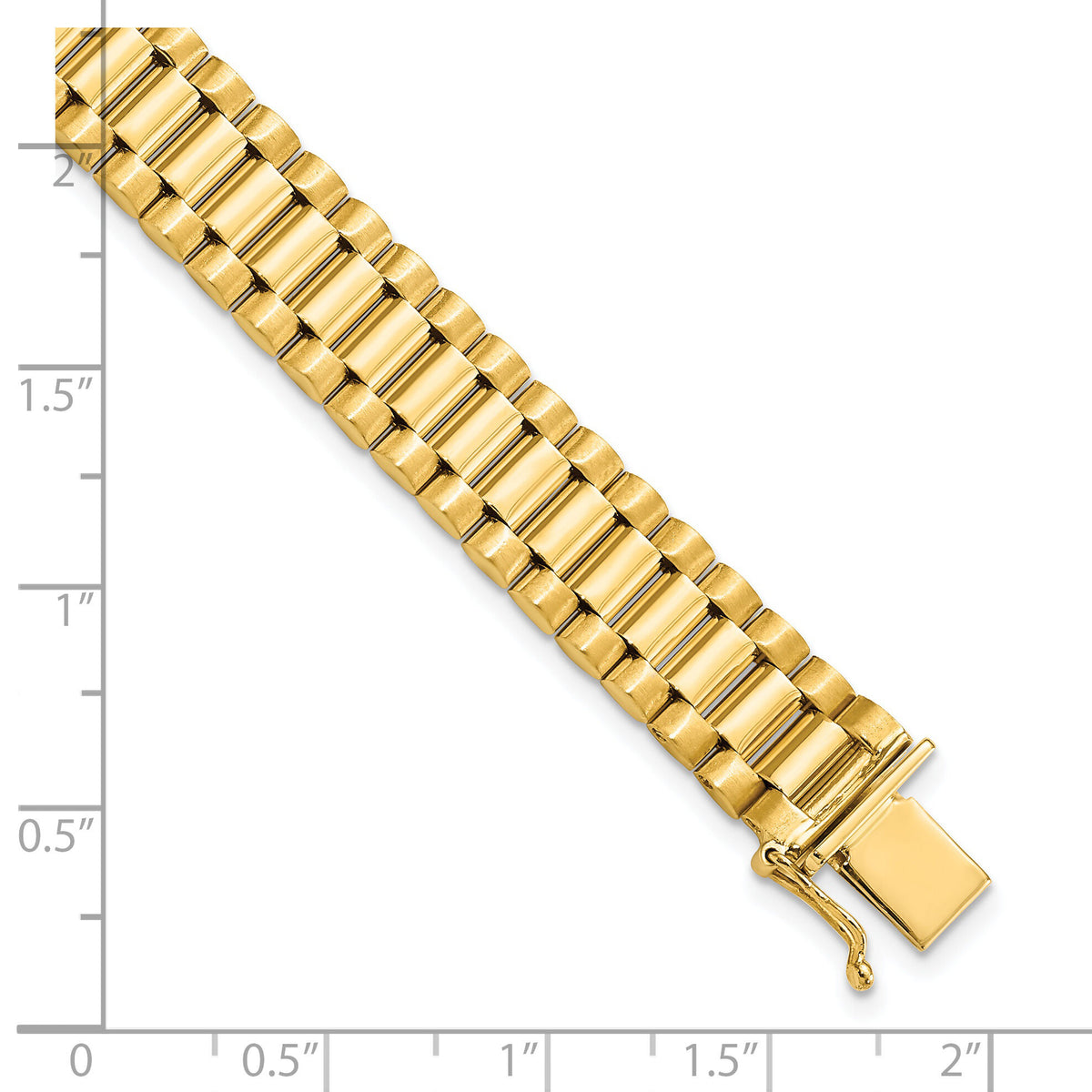 14K Men's Satin and Polished 8in Link Bracelet-GB214-8