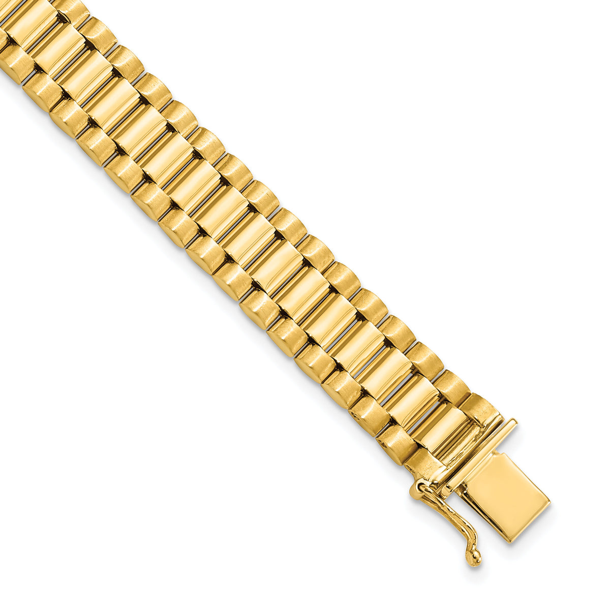 14K Men's Satin and Polished 8in Link Bracelet-GB214-8