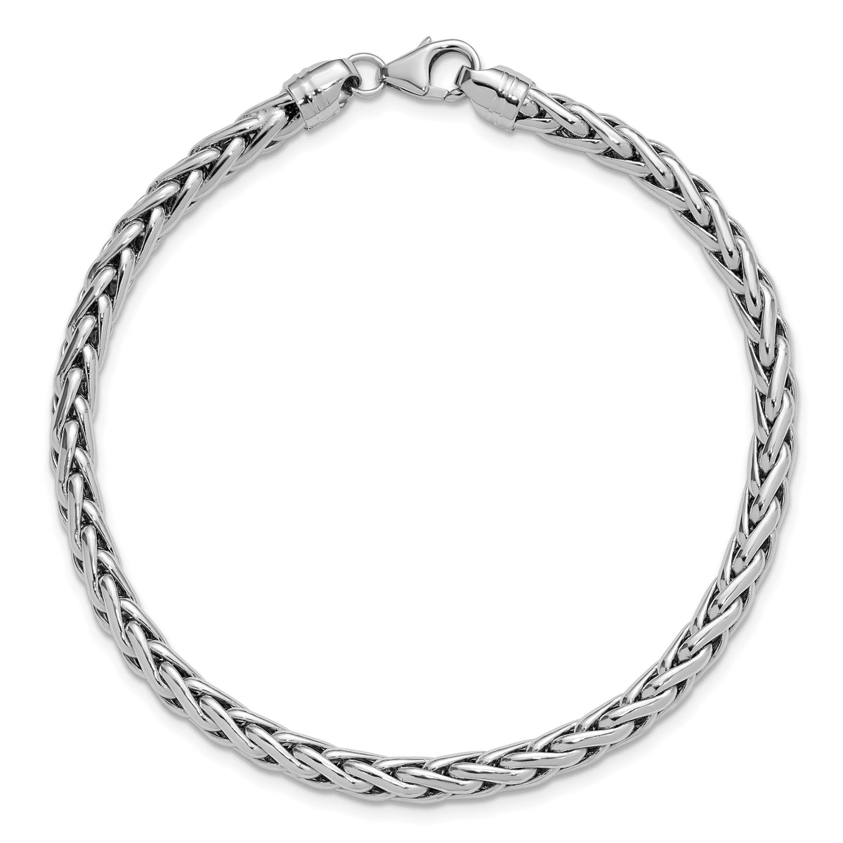 14k White Polished 8.25in Wheat Chain Bracelet-GB241-8.5