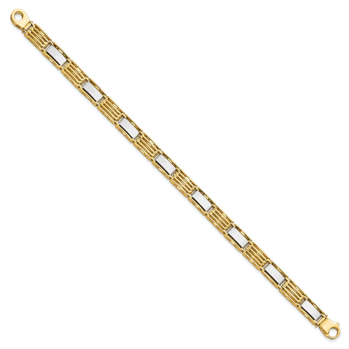 14k Two-tone High Polished 8.5in Mens Link Bracelet-GB246-8.5