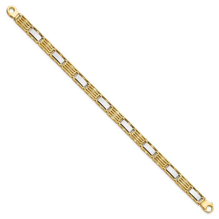 14k Two-tone High Polished 8.5in Mens Link Bracelet-GB246-8.5