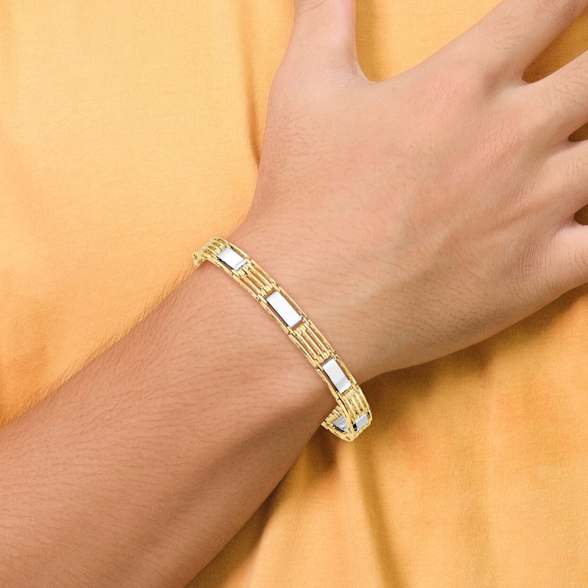 14k Two-tone High Polished 8.5in Mens Link Bracelet-GB246-8.5