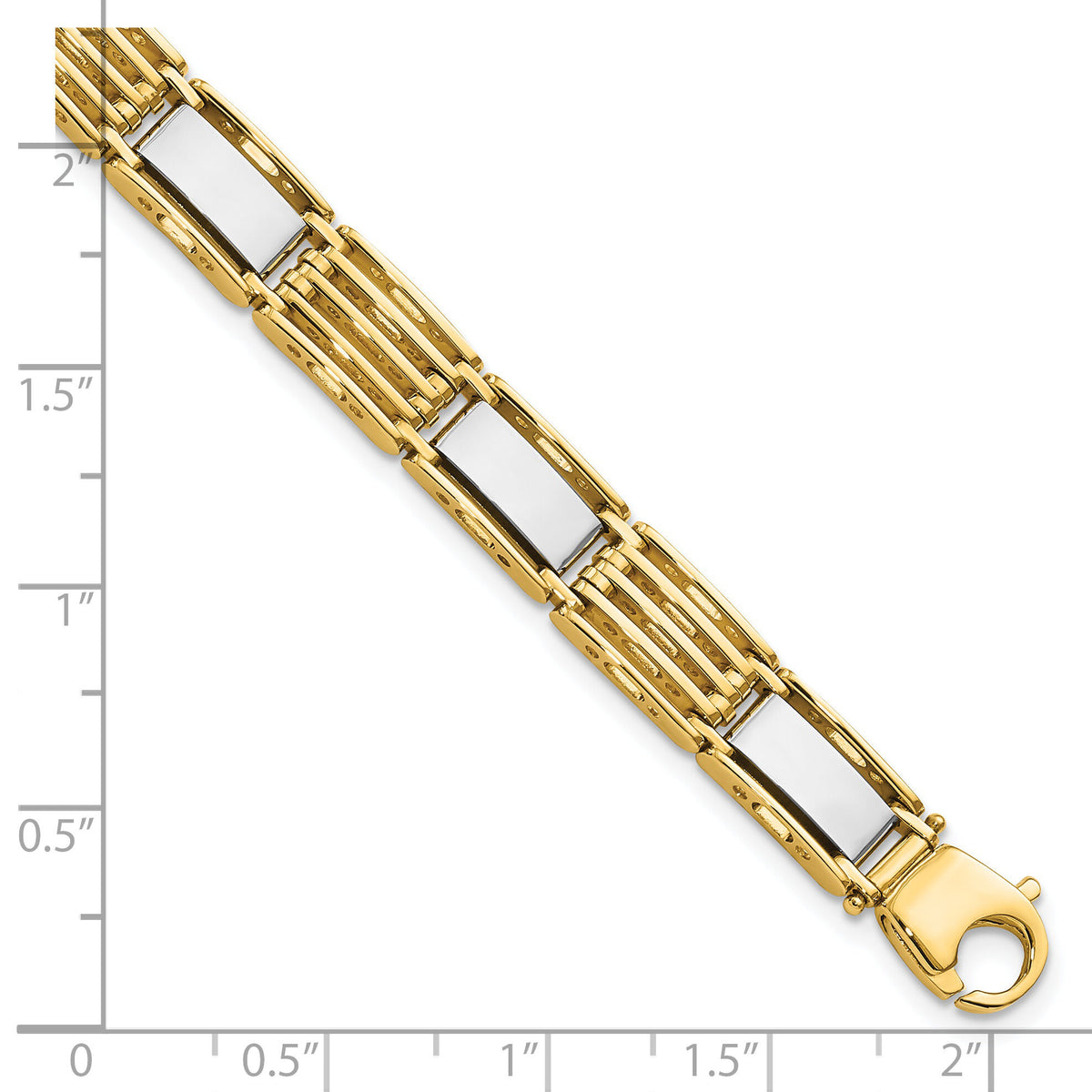 14k Two-tone High Polished 8.5in Mens Link Bracelet-GB246-8.5