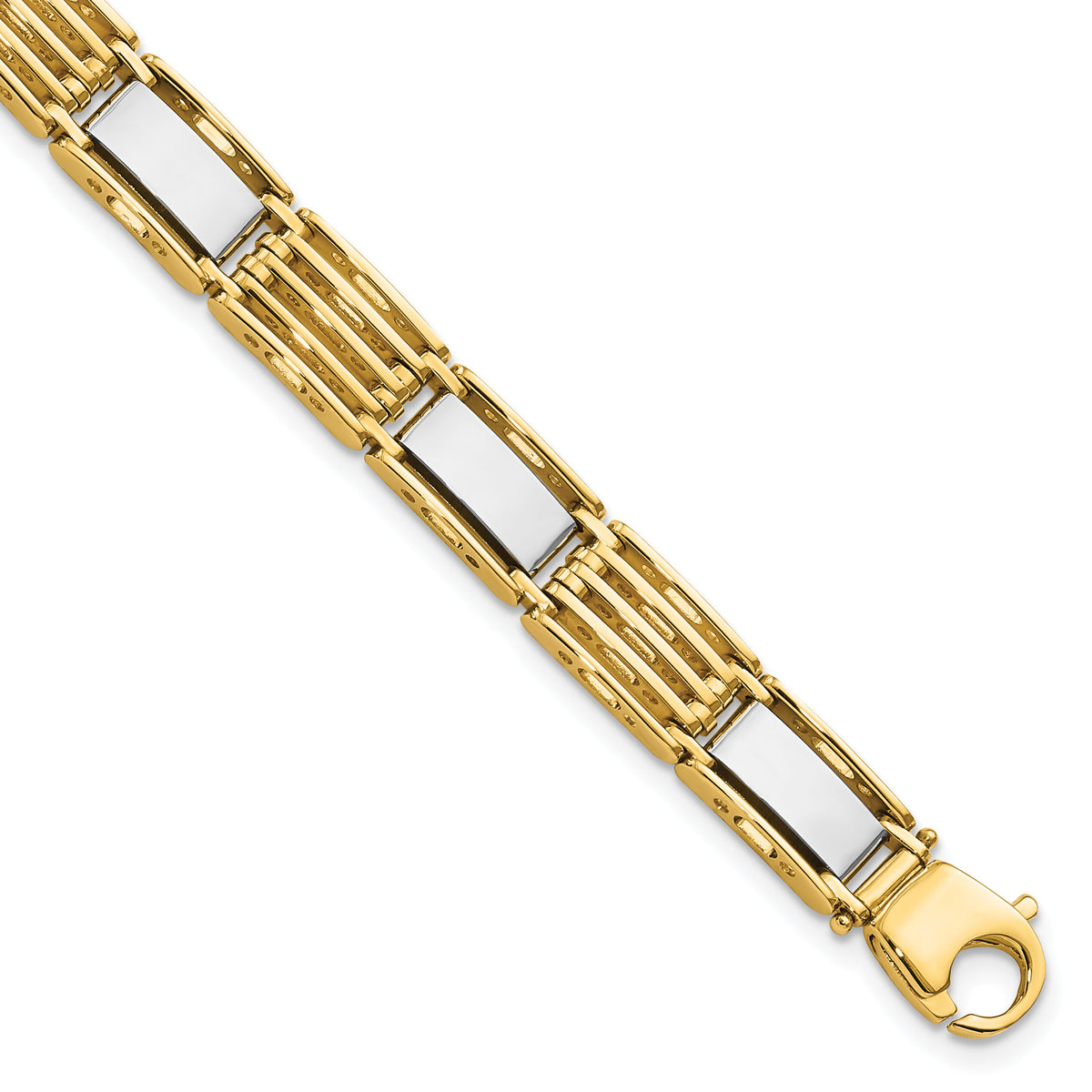 14k Two-tone High Polished 8.5in Mens Link Bracelet-GB246-8.5
