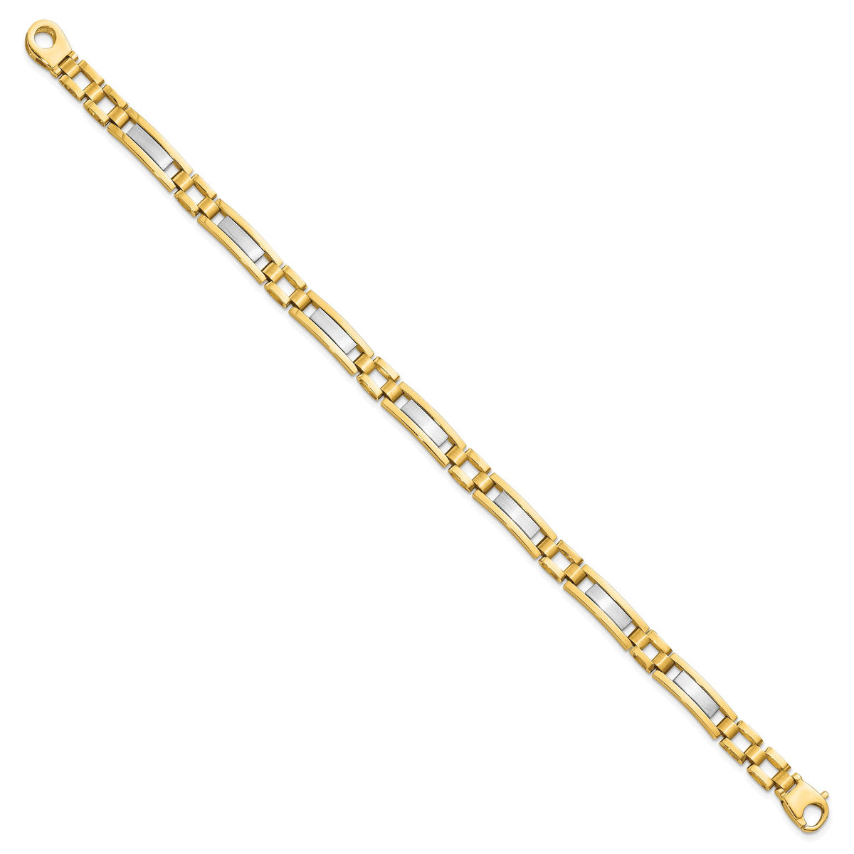 14k Two-tone Polished and Satin 8.5in Mens Link Bracelet-GB247-8.5