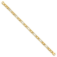 14k Two-tone Polished and Satin 8.5in Mens Link Bracelet-GB247-8.5