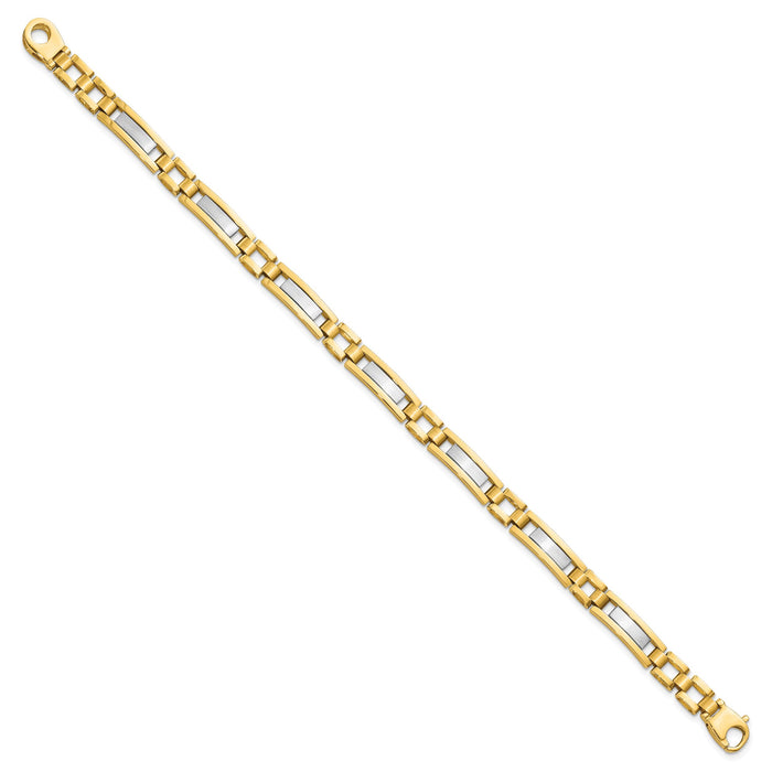 14k Two-tone Polished and Satin 8.5in Mens Link Bracelet-GB247-8.5