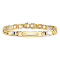 14k Two-tone Polished and Satin 8.5in Mens Link Bracelet-GB247-8.5