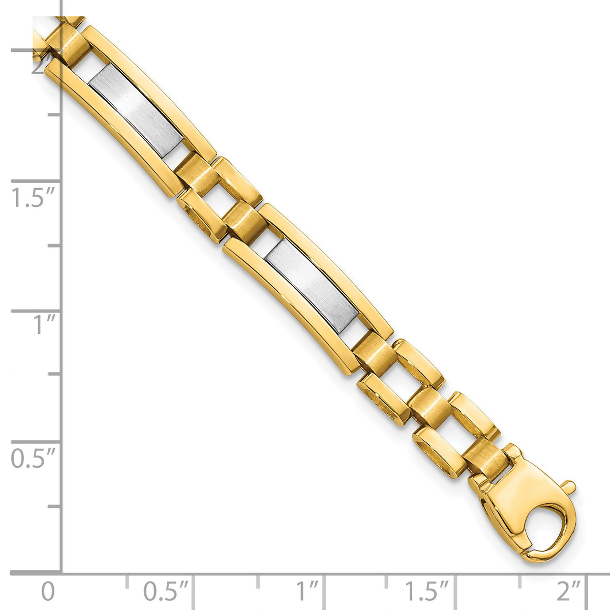 14k Two-tone Polished and Satin 8.5in Mens Link Bracelet-GB247-8.5