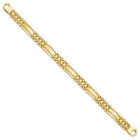14k Polished and Satin 8.5in Mens Link Bracelet-GB253-8.5