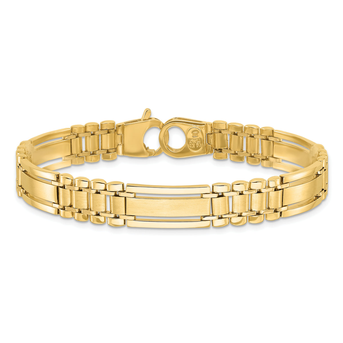 14k Polished and Satin 8.5in Mens Link Bracelet-GB253-8.5