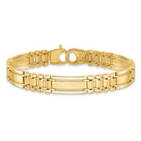 14k Polished and Satin 8.5in Mens Link Bracelet-GB253-8.5