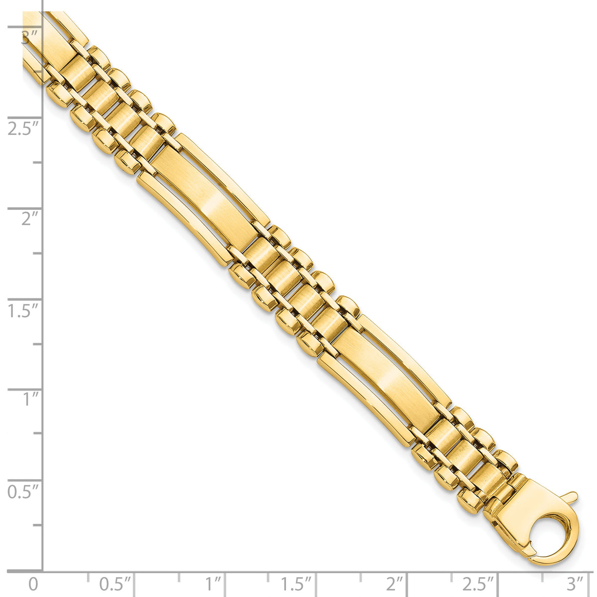 14k Polished and Satin 8.5in Mens Link Bracelet-GB253-8.5