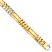 14k Polished and Satin 8.5in Mens Link Bracelet-GB253-8.5