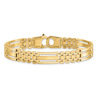 14k Polished and Satin 8.75in Mens Link Bracelet-GB254-8.75