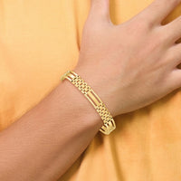 14k Polished and Satin 8.75in Mens Link Bracelet-GB254-8.75