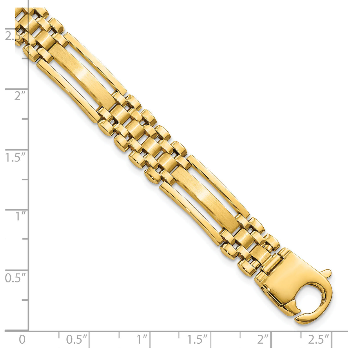 14k Polished and Satin 8.75in Mens Link Bracelet-GB254-8.75