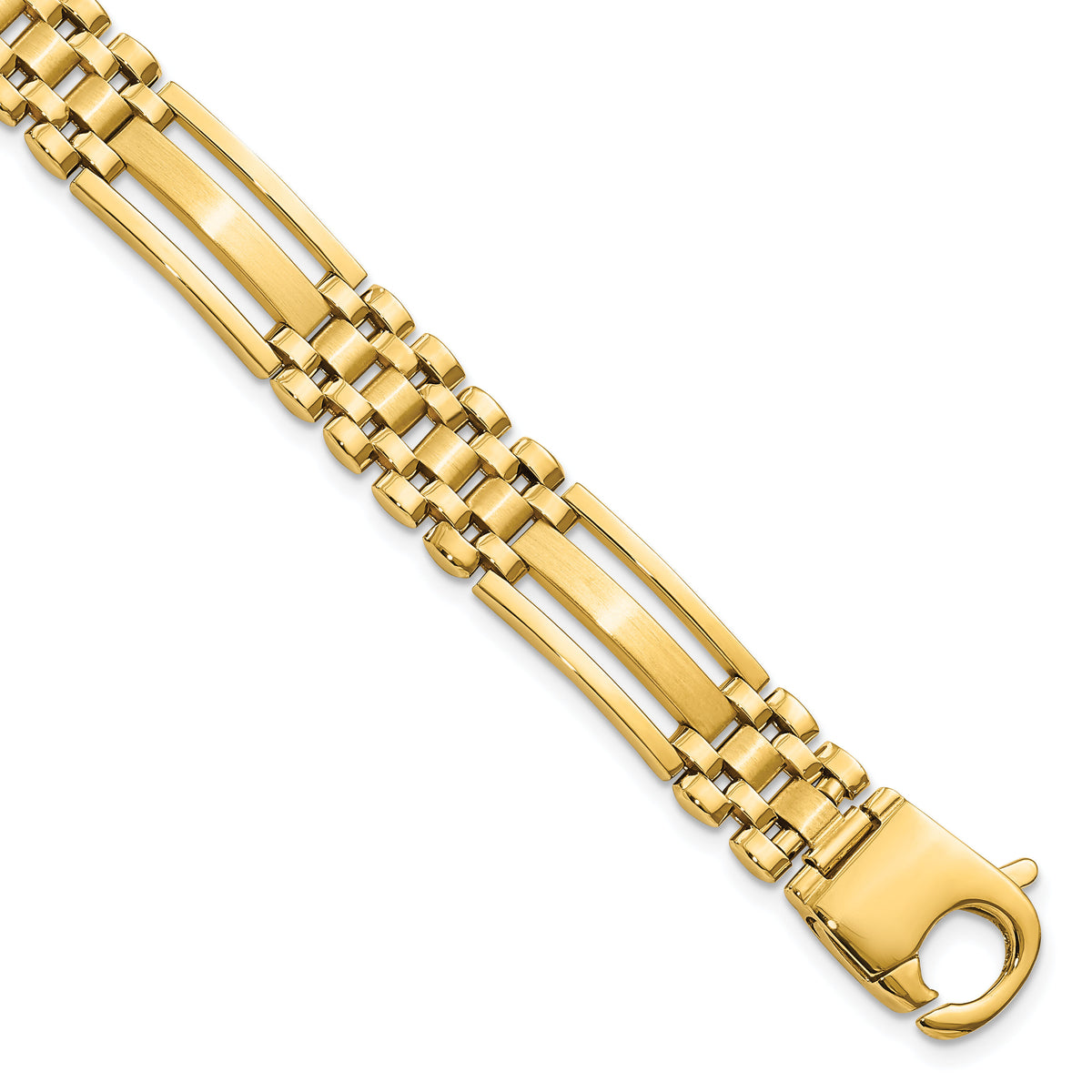 14k Polished and Satin 8.75in Mens Link Bracelet-GB254-8.75
