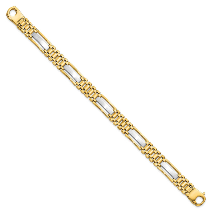 14k Mens Two-tone Polished and Satin 8.75in Mens Link Bracelet-GB255-8.75