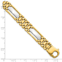 14k Mens Two-tone Polished and Satin 8.75in Mens Link Bracelet-GB255-8.75