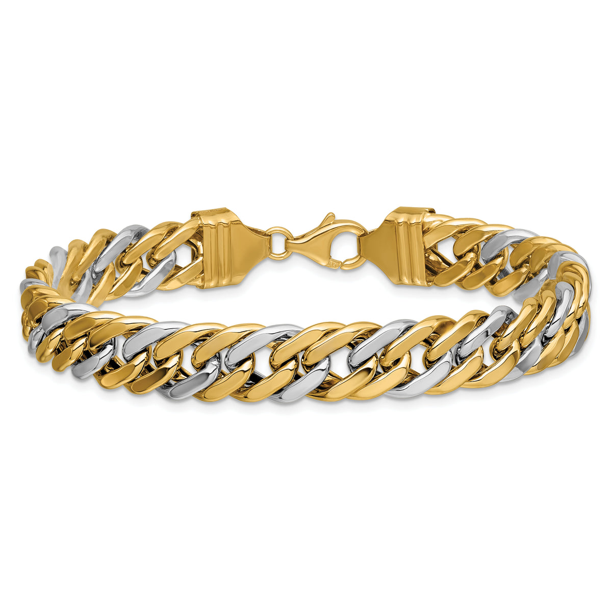14k Two-tone 8 inch Curb Link Bracelet-GB256-8