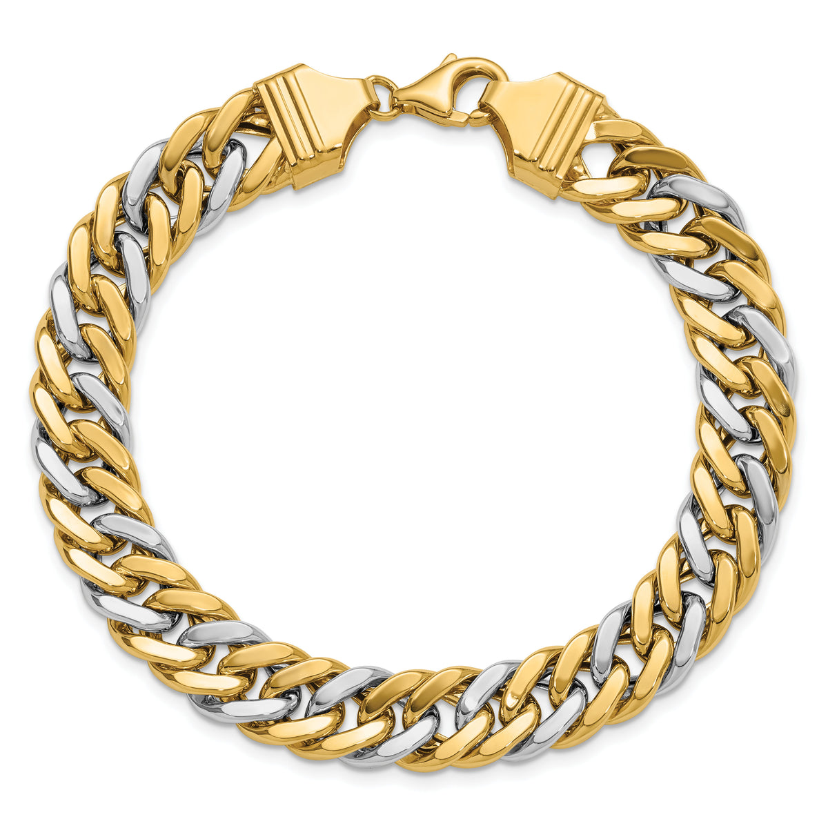 14k Two-tone 8 inch Curb Link Bracelet-GB256-8