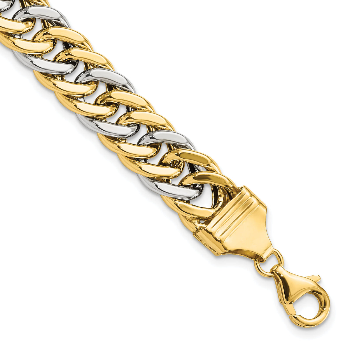 14k Two-tone 8 inch Curb Link Bracelet-GB256-8