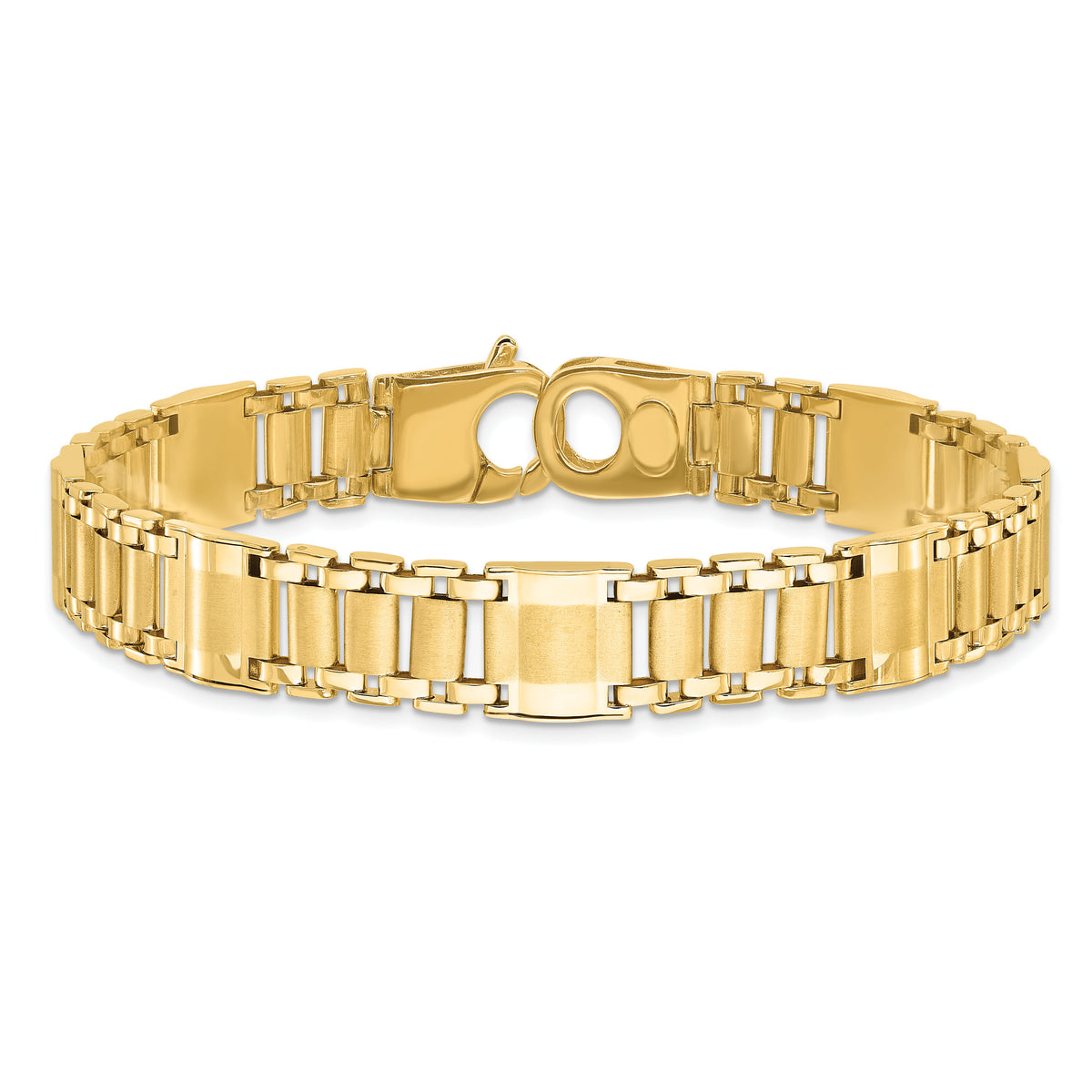 14k Satin & Polished Men's Link Bracelet-GB258-8.5