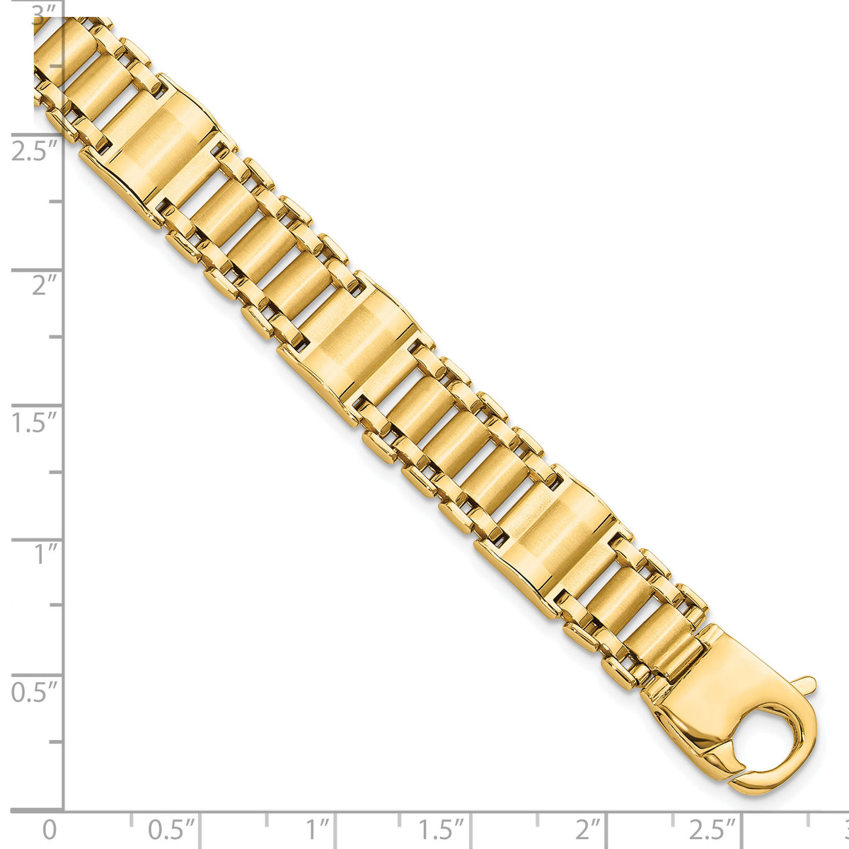 14k Satin & Polished Men's Link Bracelet-GB258-8.5