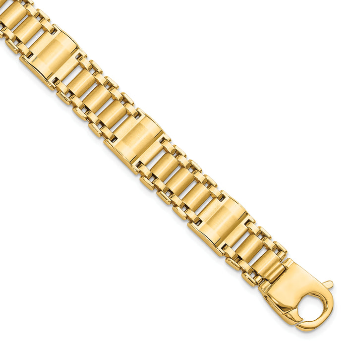 14k Satin & Polished Men's Link Bracelet-GB258-8.5