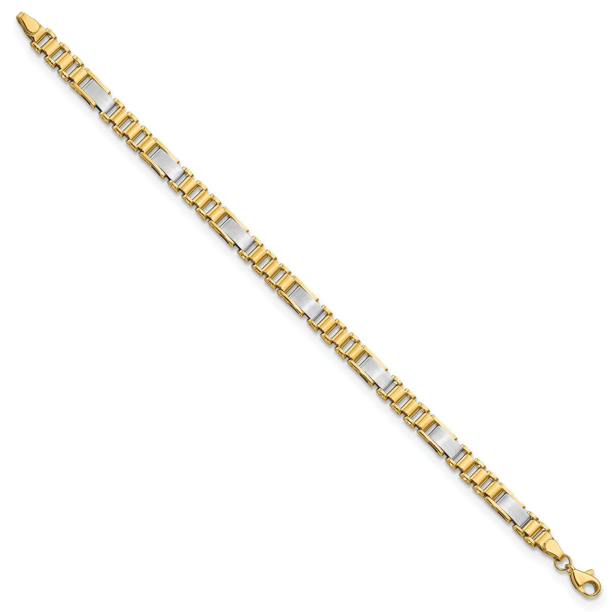 14k Two-tone Brushed and Polished Fancy Link 8in Bracelet-GB265-8