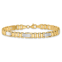 14k Two-tone Brushed and Polished Fancy Link 8in Bracelet-GB265-8