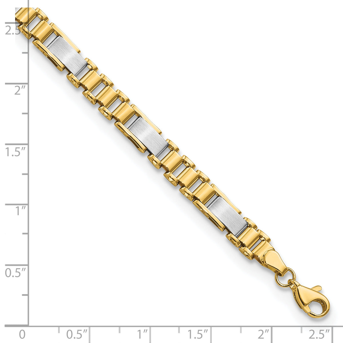 14k Two-tone Brushed and Polished Fancy Link 8in Bracelet-GB265-8