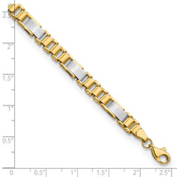 14k Two-tone Brushed and Polished Fancy Link 8in Bracelet-GB265-8