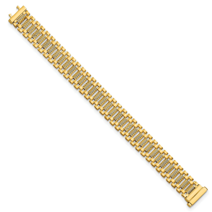 14K Polished & D/C Fancy Link Bracelet-GB268-7.75