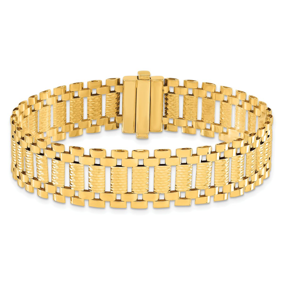 14K Polished & D/C Fancy Link Bracelet-GB268-7.75