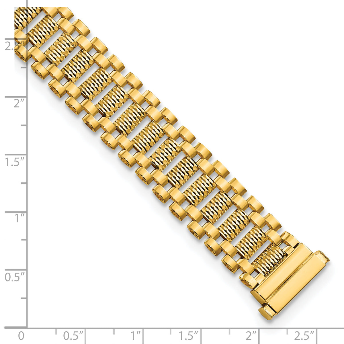 14K Polished & D/C Fancy Link Bracelet-GB268-7.75