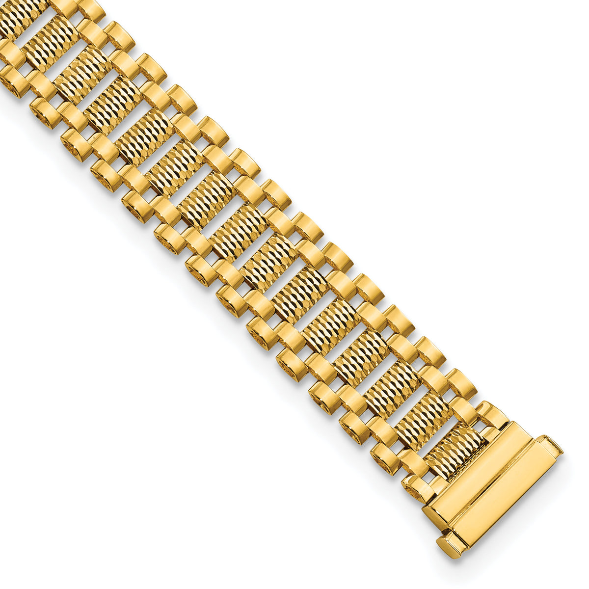 14K Polished & D/C Fancy Link Bracelet-GB268-7.75