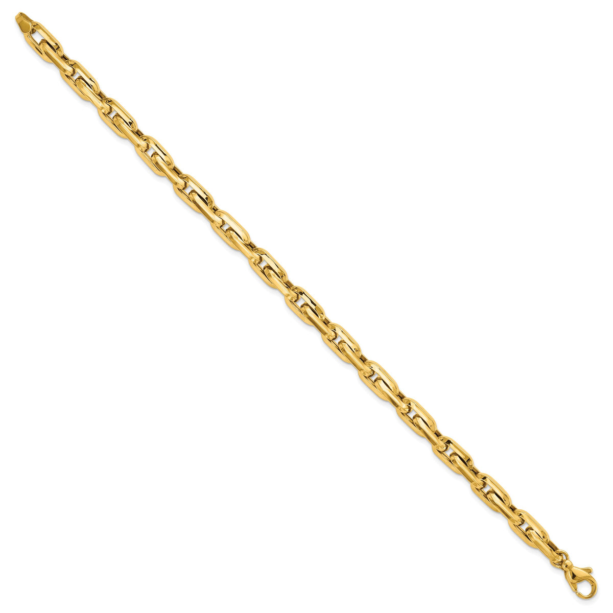 14K Polished Fancy Long Cable Link Mens 8.25in Bracelet-GB270-8.25