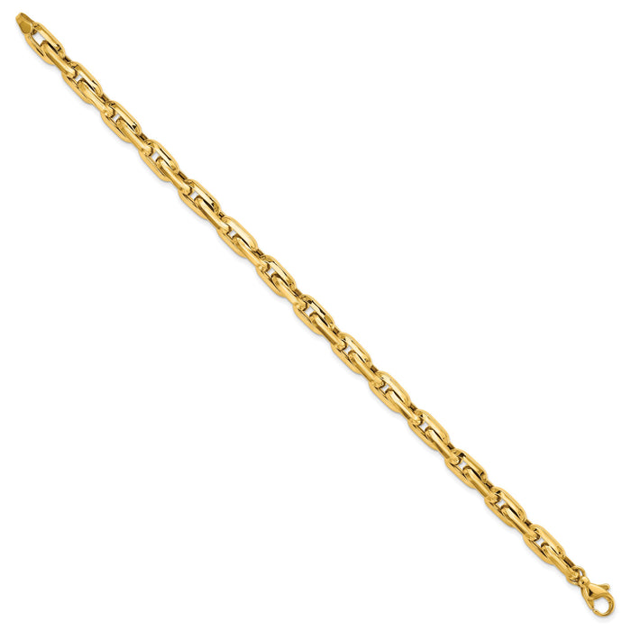 14K Polished Fancy Long Cable Link Mens 8.25in Bracelet-GB270-8.25