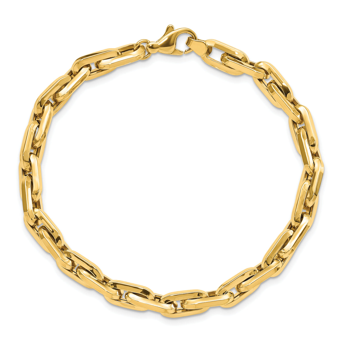 14K Polished Fancy Long Cable Link Mens 8.25in Bracelet-GB270-8.25