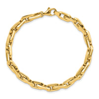 14K Polished Fancy Long Cable Link Mens 8.25in Bracelet-GB270-8.25