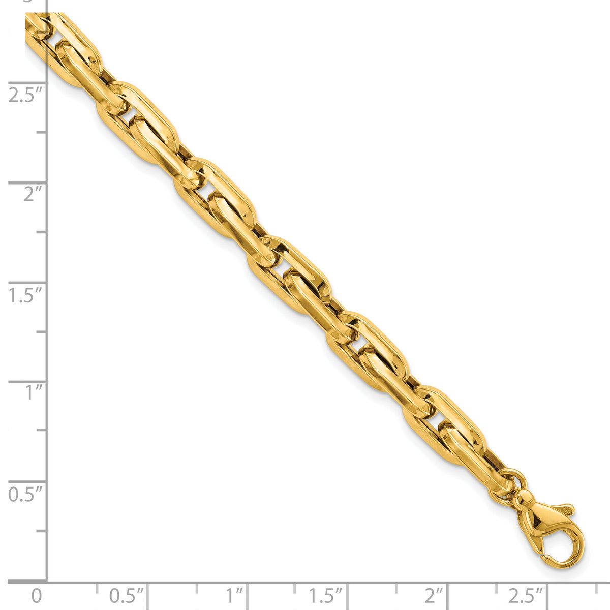 14K Polished Fancy Long Cable Link Mens 8.25in Bracelet-GB270-8.25