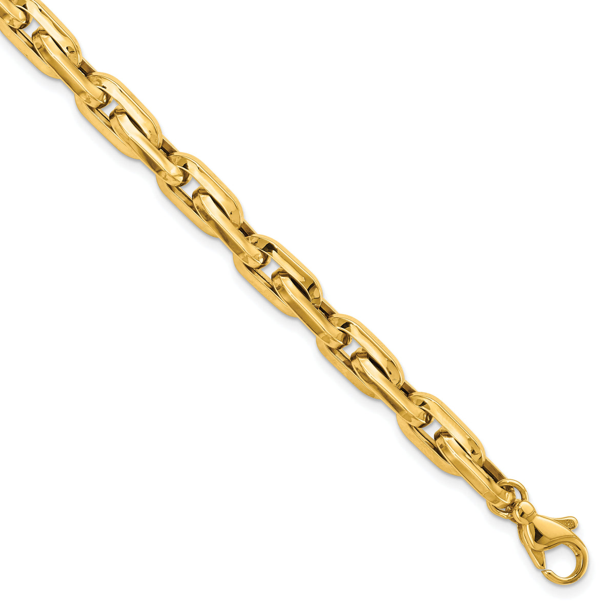 14K Polished Fancy Long Cable Link Mens 8.25in Bracelet-GB270-8.25