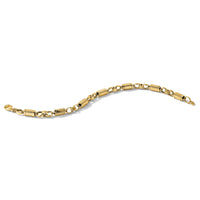 14k Polished and Grooved Fancy Link Men's Bracelet-GB284-8.5